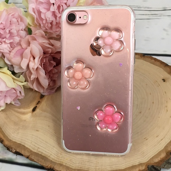 Beautiful Raised Flowers & Glitter iPhone 7/8 Case - Picture 5 of 8